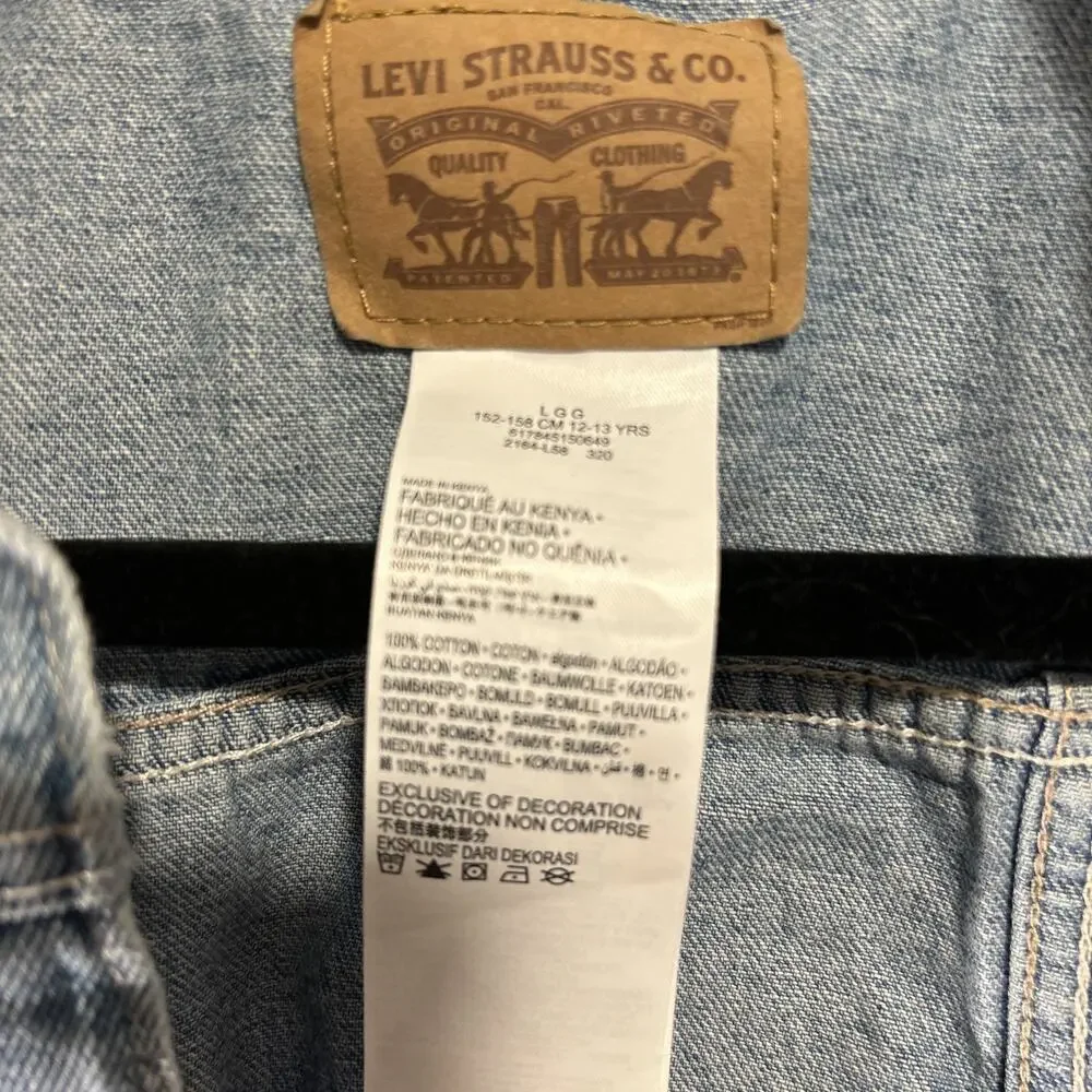 Levis Kids‎ Blue Denim Trucker Jacket Size L 12-13 Years Medium Wash Cotton